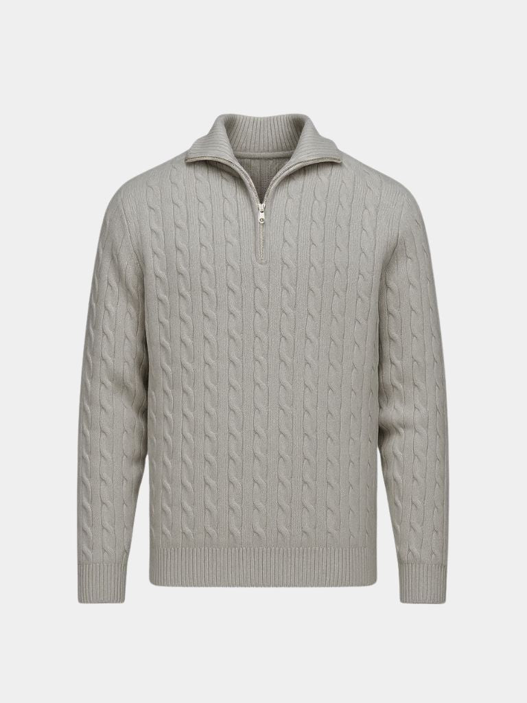 Premium Cable-Knit Zip Neck Sweater - Fayymont Co