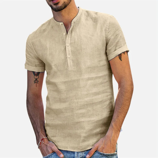 Camisa Masculina Itacaré Manga Curta de Linho