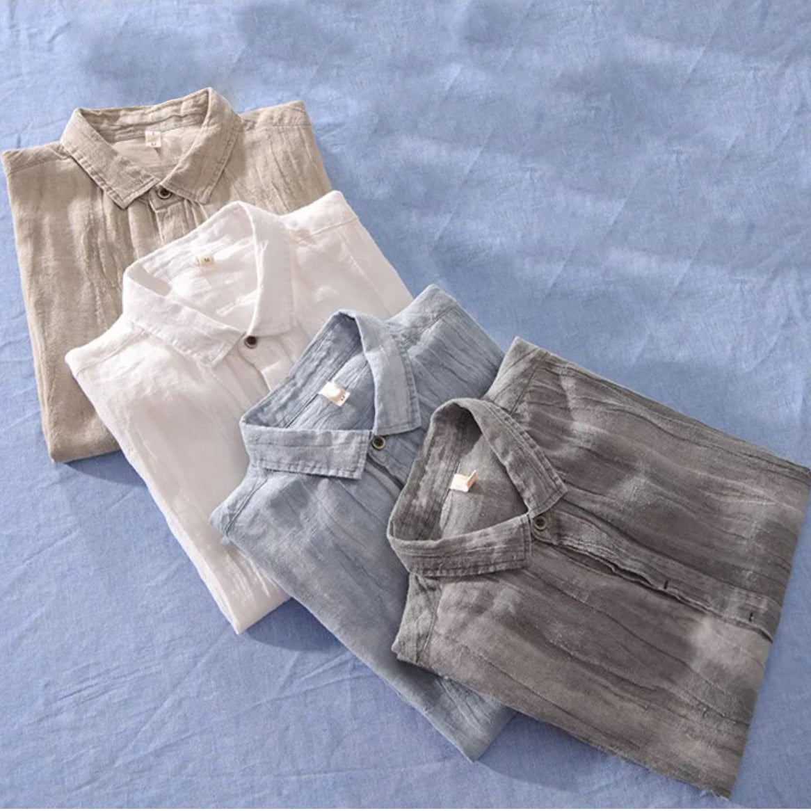 Short-Sleeve Linen Shirt — Open Weave