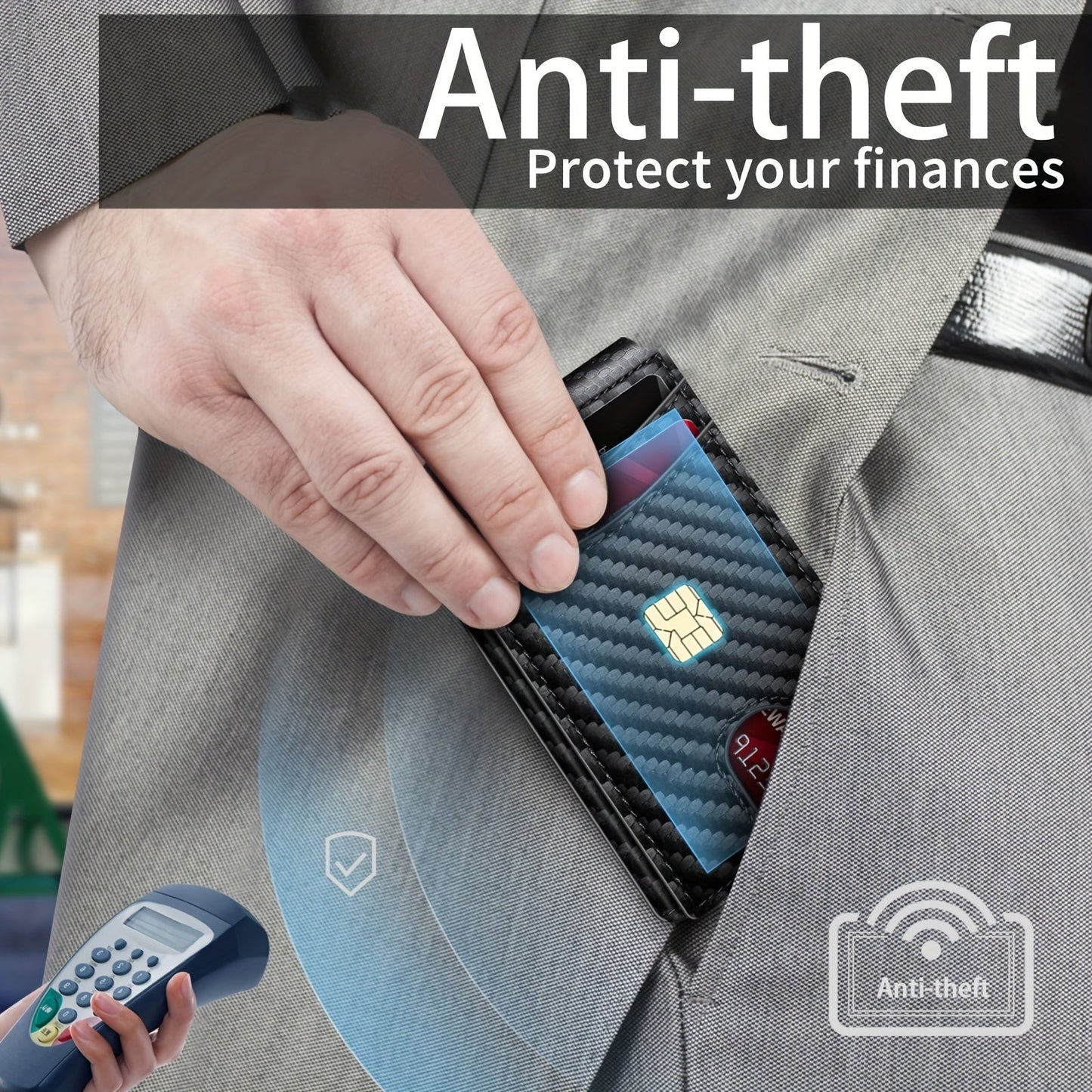 Men's RFID Blocking Bifold Wallet with Pop-up Card | FREE Surprise Gift