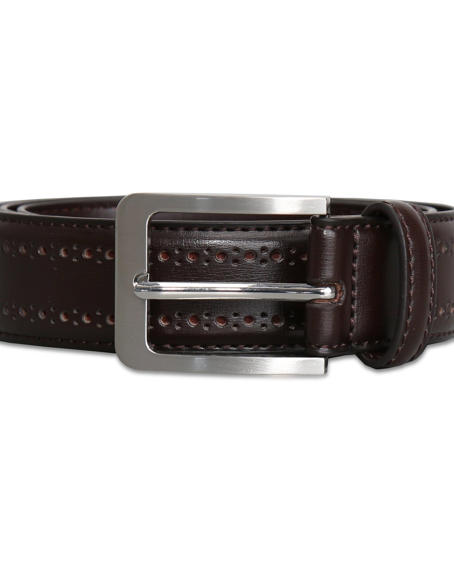 Perforated Leather Belt - Dark Brown