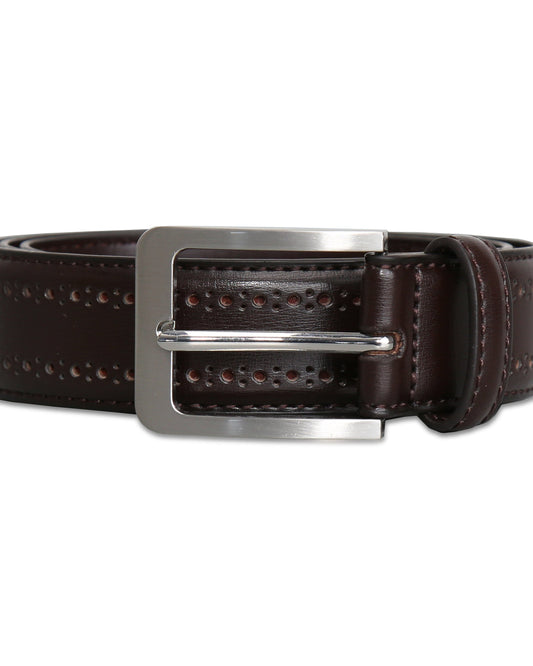 Perforated Leather Belt - Dark Brown