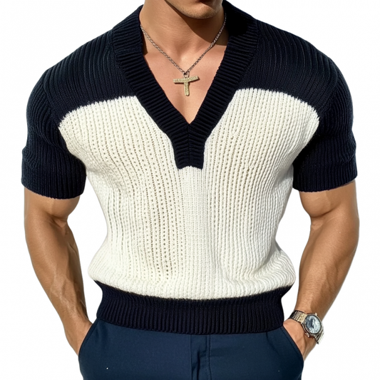 Wimbledon Contrast V-Neck Knit