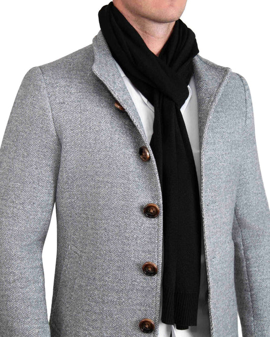 Merino Wool Knit Scarf - Black