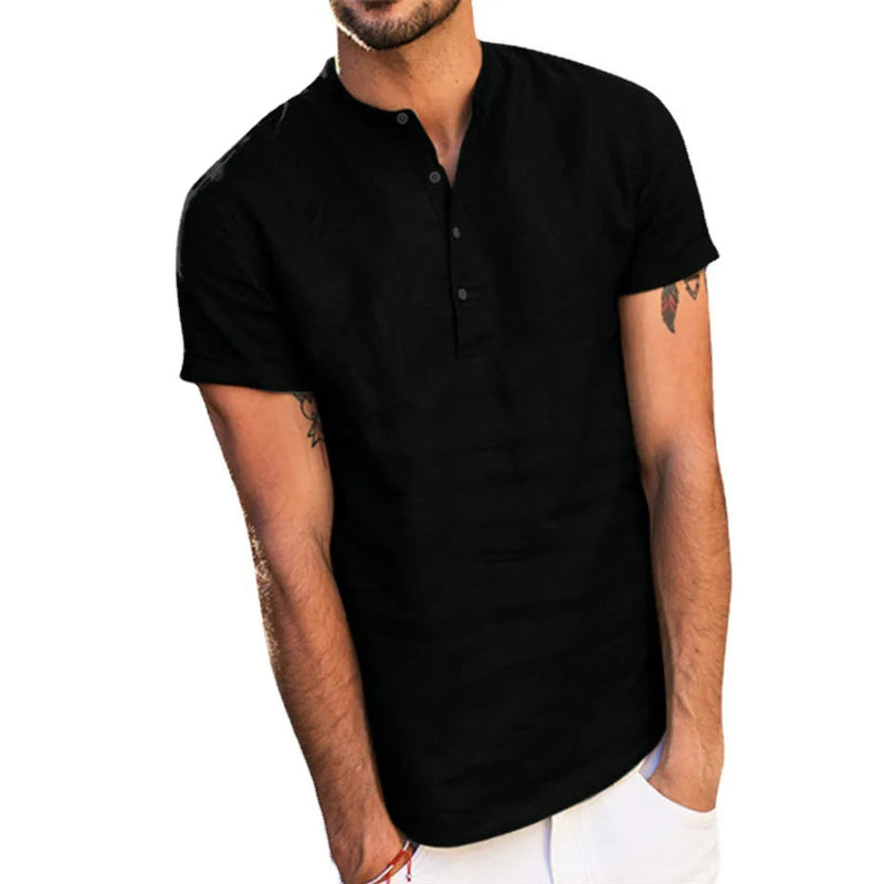 Camisa Masculina Itacaré Manga Curta de Linho