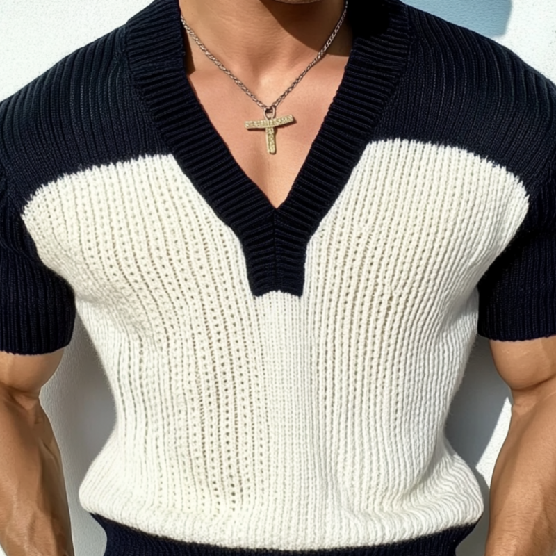 Wimbledon Contrast V-Neck Knit