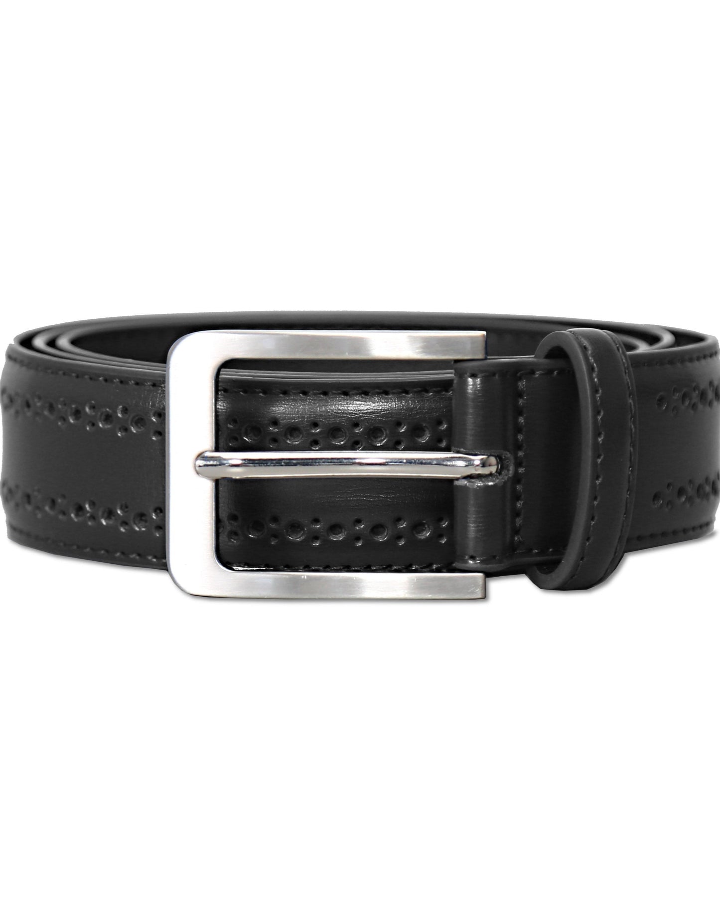 Perforated Leather Belt - Black