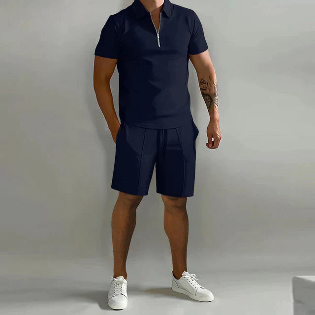 Cotton Piqué Polo & Twill Shorts Co-ord