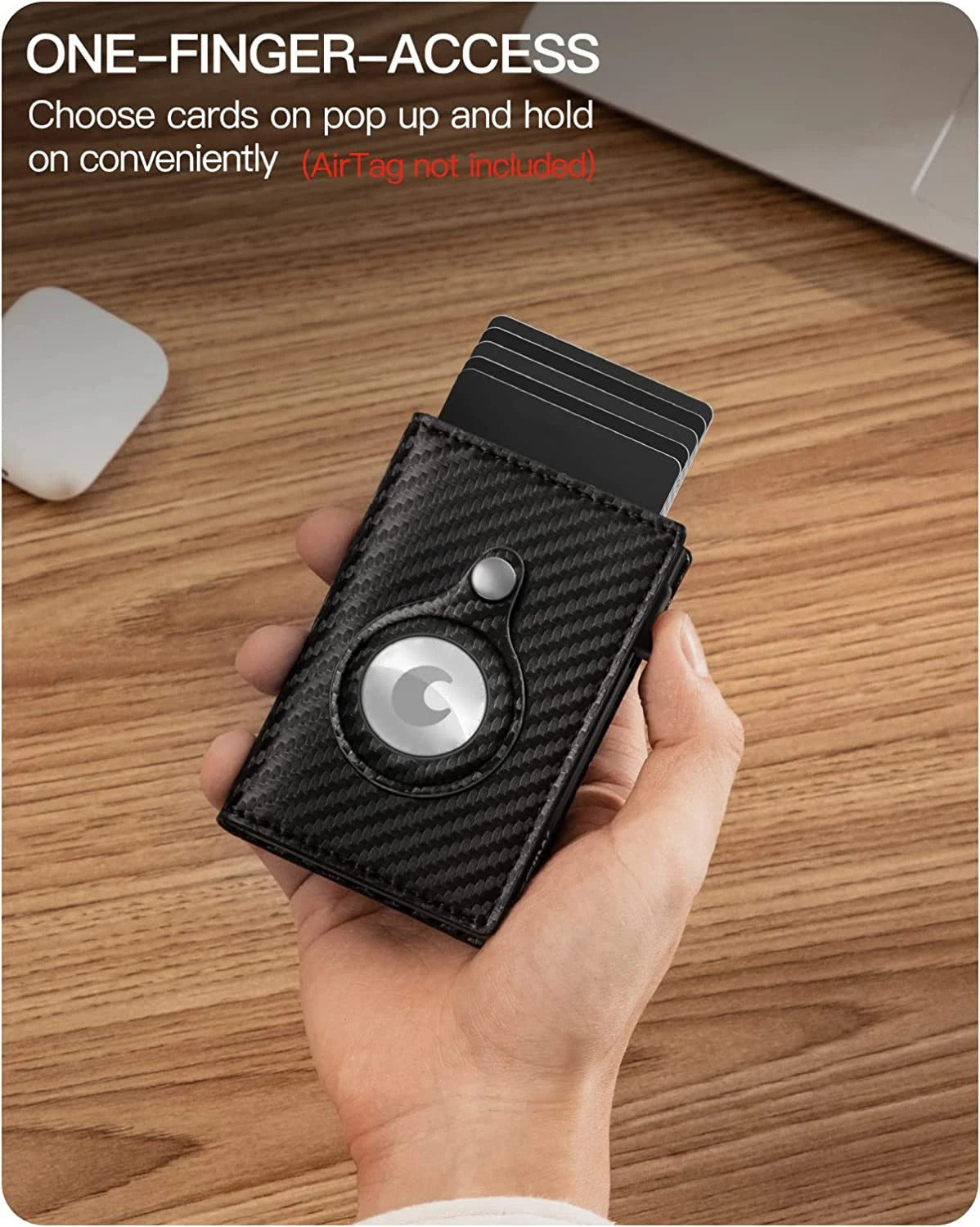 Smart Carbon RFID Wallet with Automatic Pop-Up Card Storage