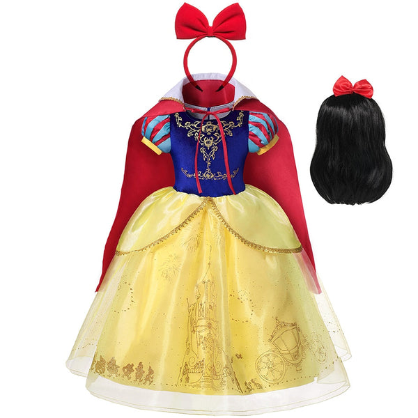 Fantasia Branca de Neve Infantil + Tiara e Peruca de Brinde