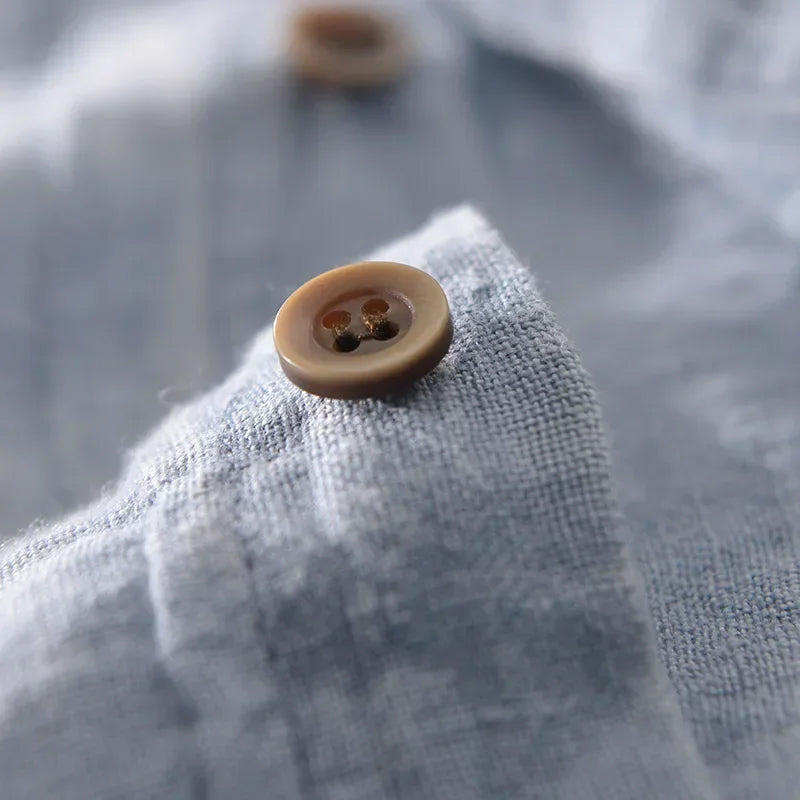 Short-Sleeve Linen Shirt — Open Weave