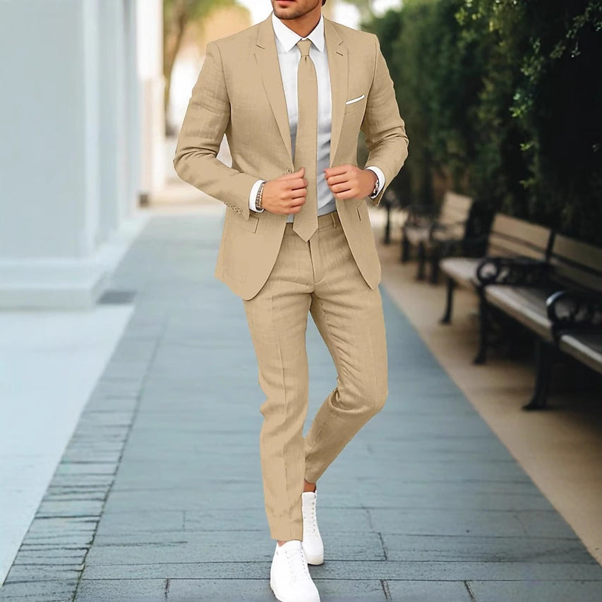 Men’s Two-Piece Suit – Lightweight Tailored Blazer and Trousers for Summer