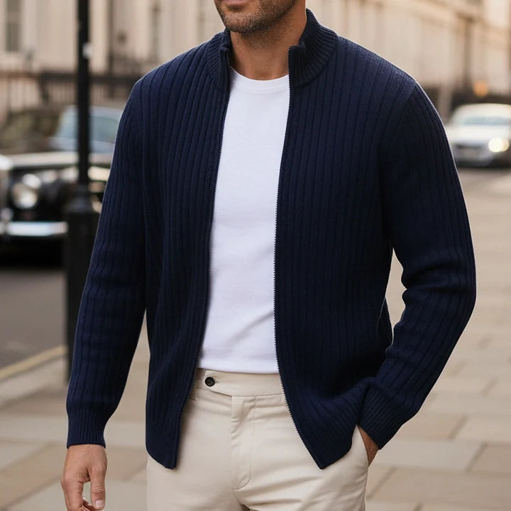 Thorne Knit Jacket (Ribbed Zip Cardigan)