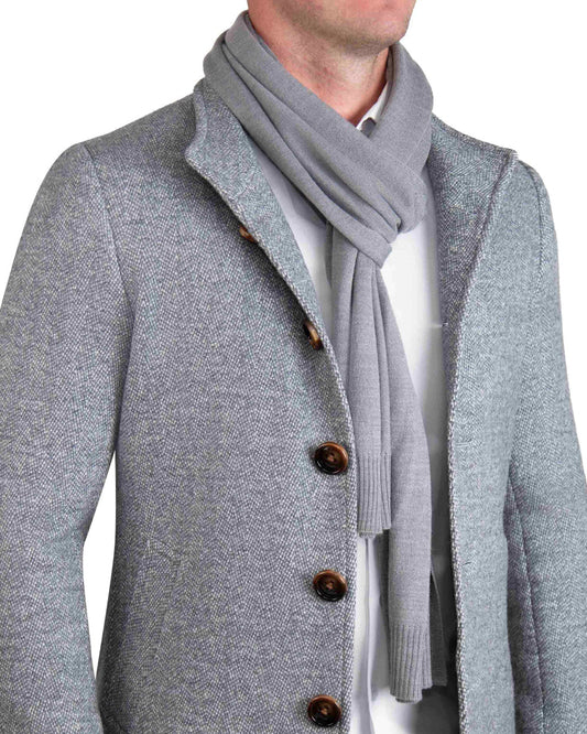 Merino Wool Knit Scarf - Grey