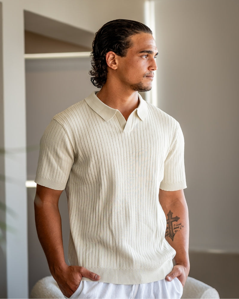 Ribbed Knit Polo – Fine Merino