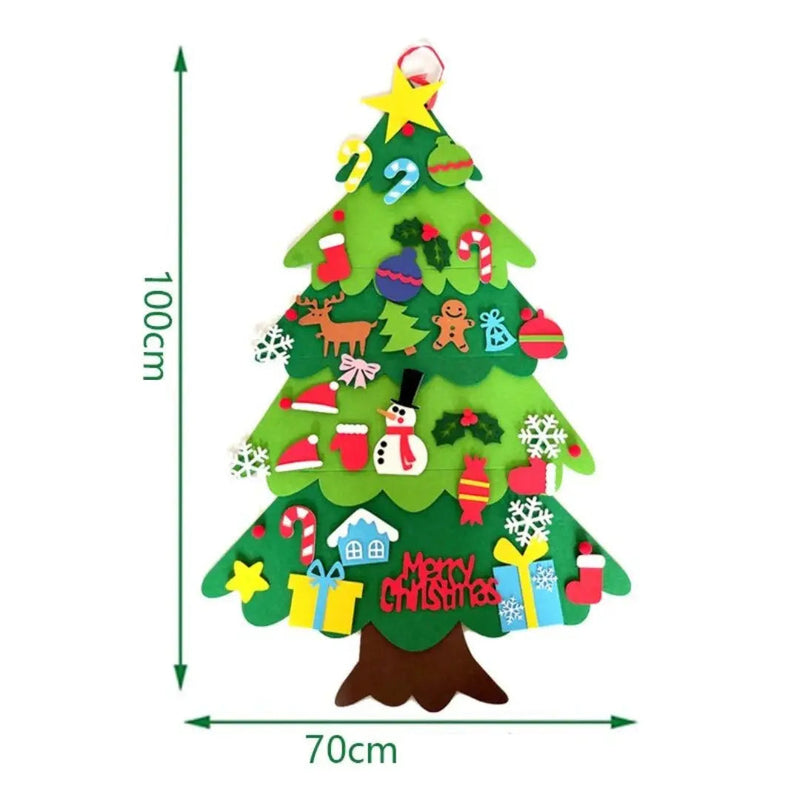 Árvore de Natal em Feltro 32 Peças + Pisca Pisca