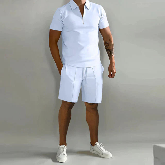Cotton Piqué Polo & Twill Shorts Co-ord