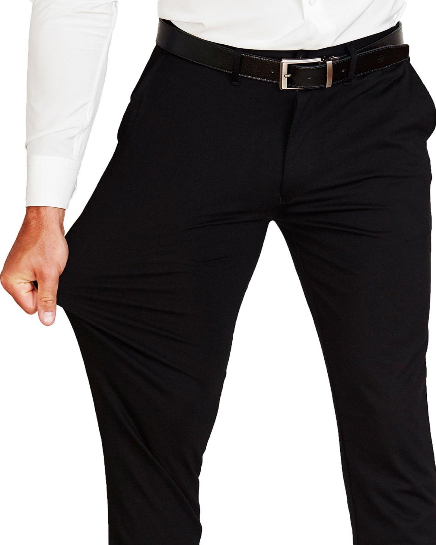Athletic Fit Stretch Suit Pants - Black