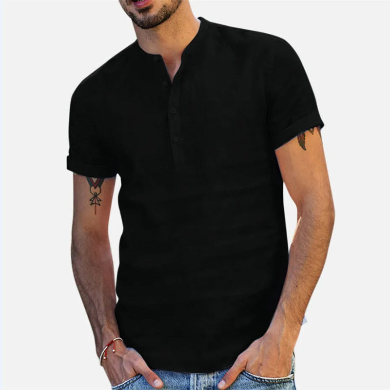 Camisa Masculina Itacaré Manga Curta de Linho