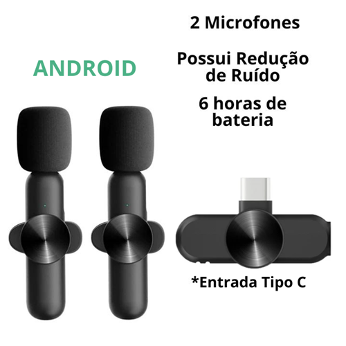 Microfone Profissional de Lapela Sem Fio - Compre 1 Leve 2