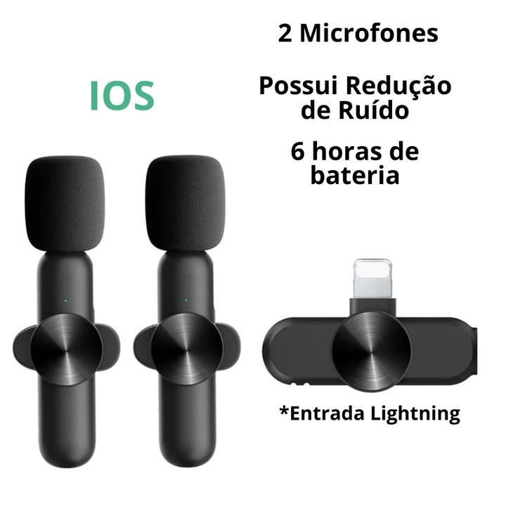 Microfone Profissional de Lapela Sem Fio - Compre 1 Leve 2