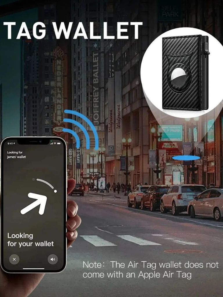 Carbon Fiber Wallet with Air Tag Holder RFID Blocking - Fayymont Co