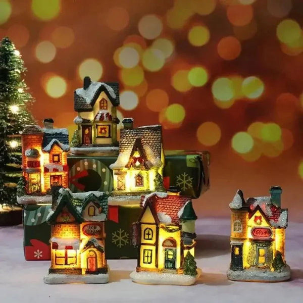 Encantador Decoração de Natal Casas Iluminadas