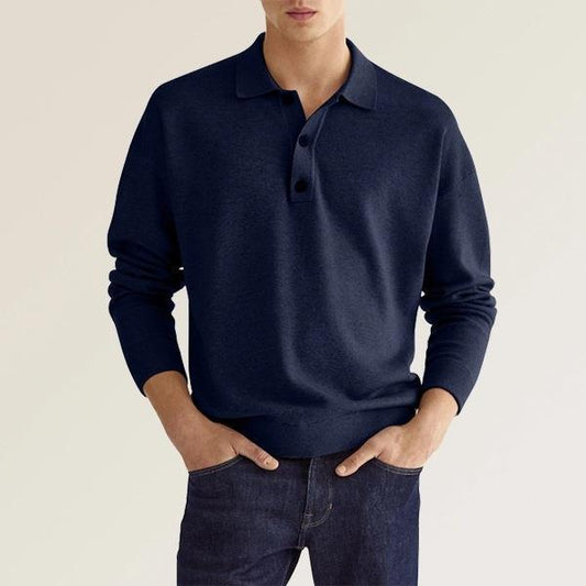 Loxley | Men’s Polo Shirt – Long Sleeve Knit Cotton Blend
