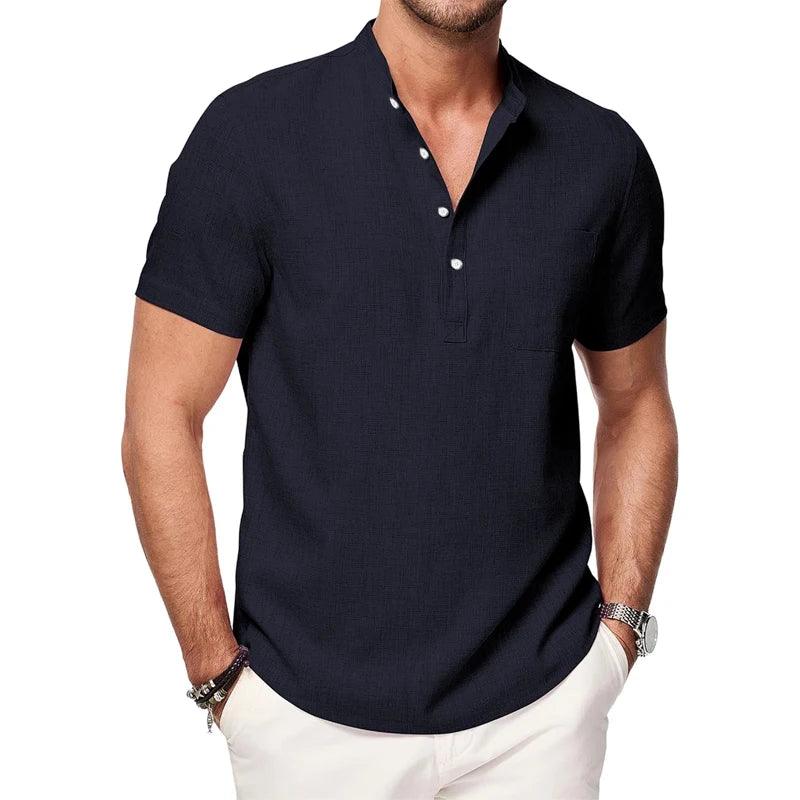 Shoreline Henley | Men's Lightweight Cotton Beach Shirt with Pocket