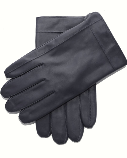 Leather Gloves - Navy