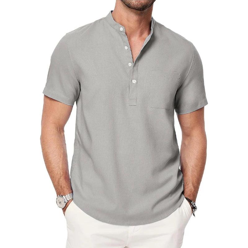 Shoreline Henley | Men's Lightweight Cotton Beach Shirt with Pocket