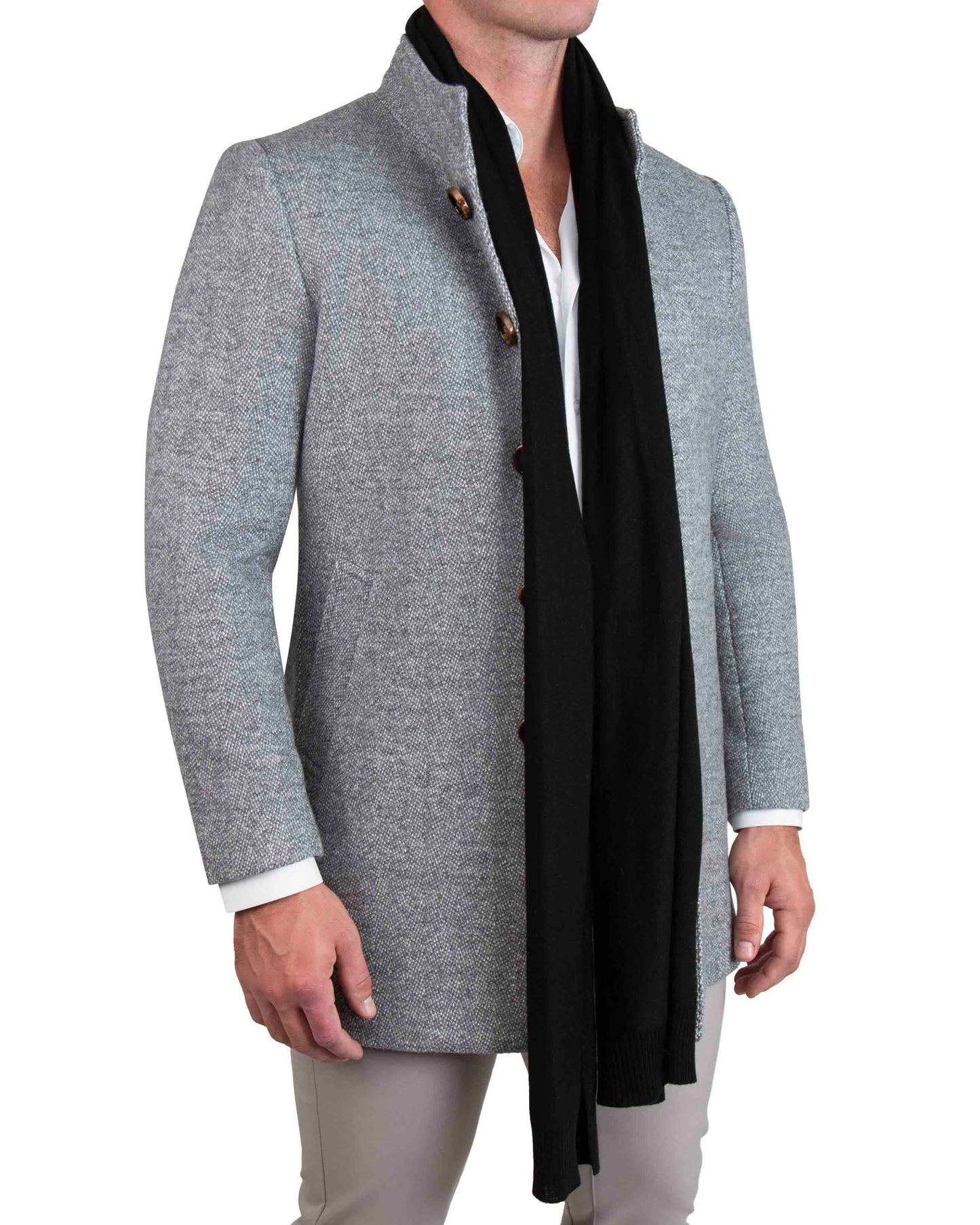 Merino Wool Knit Scarf - Black