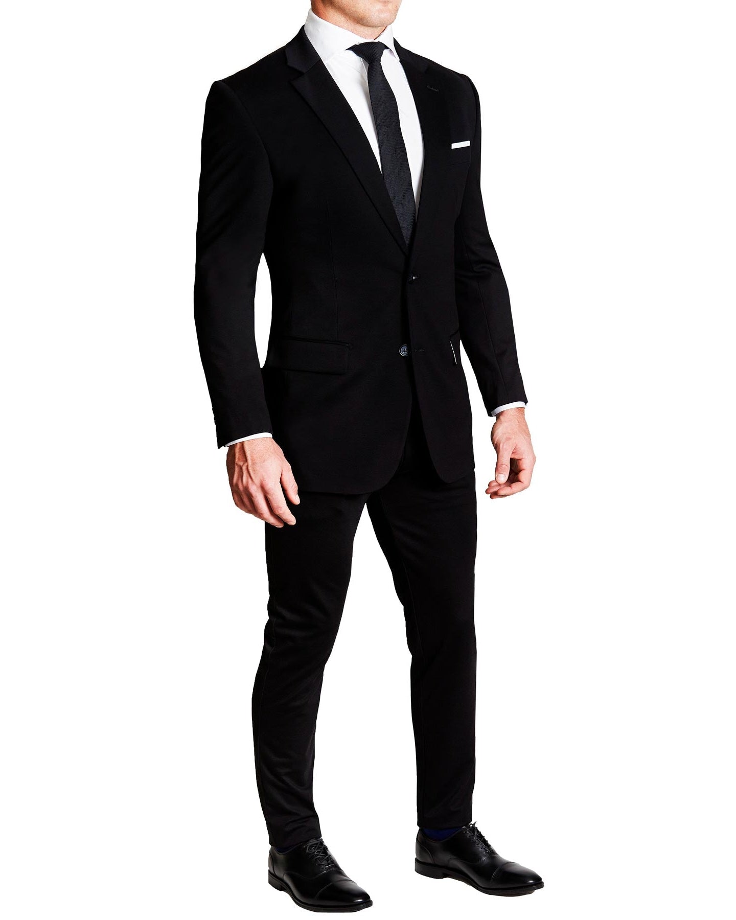 Athletic Fit Stretch Suit Pants - Black