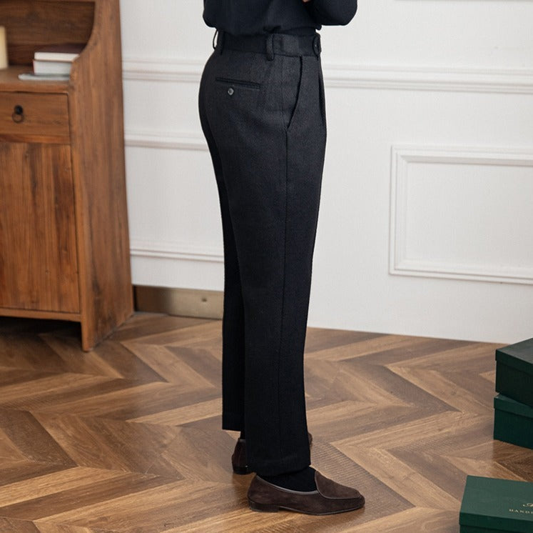 Heritage Wool Blend Herringbone Trousers