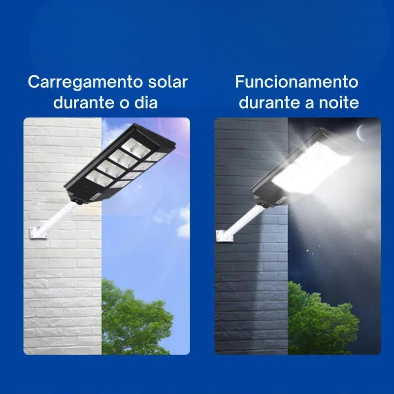 Luminária LED Solar Brilho Novo - Para Chácaras, Quintal, Comércio e Ruas