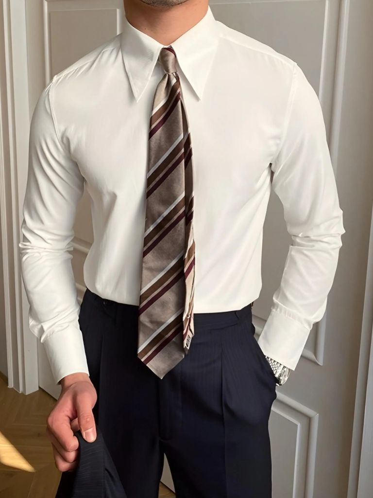 Elegant Spearpoint Collar Shirt - Fayymont Co