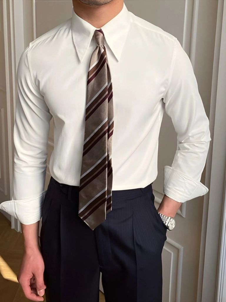 Elegant Spearpoint Collar Shirt - Fayymont Co