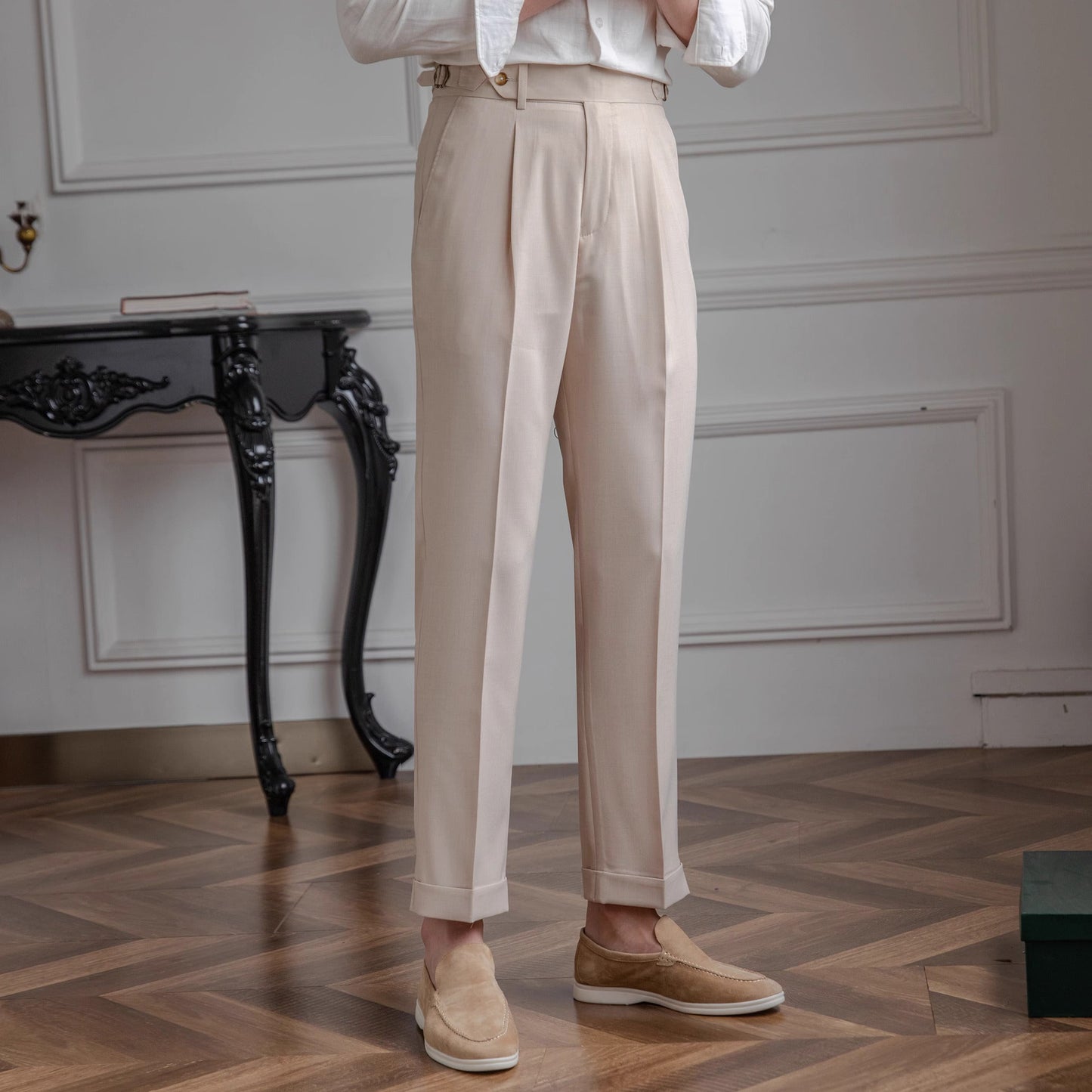 Antibes Straight Fit Single Pleated Trousers