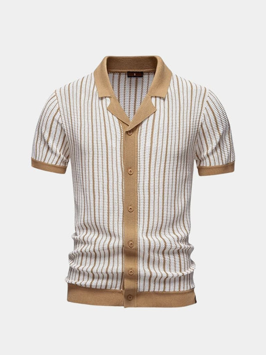 Striped Knit Polo Shirt - Fayymont Co